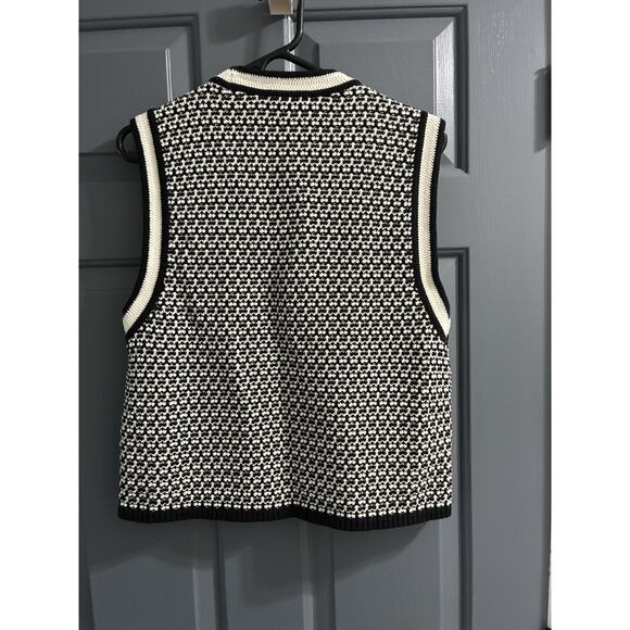 Women's Ann Taylor Geo Stitch Button Down Knit Sweater Vest Cotton Sz L NWT - Picture 5 of 9